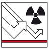 Icon with radioactive sign and arrows