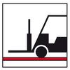 Icon of a forklift truck on a red floor